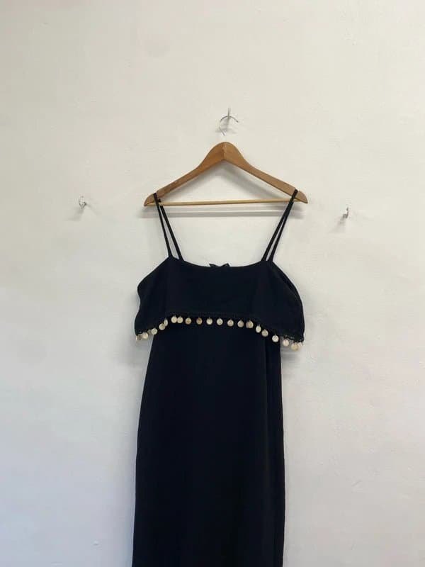 ASOS Gorgeous asos design black knit maxi dress peplum beaded UK 18 RN531