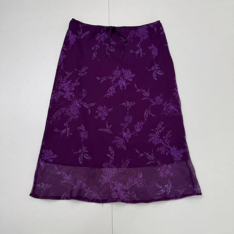New Look Purple Floral Overlay Midi Skirt