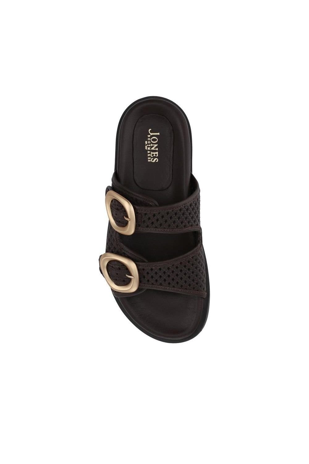 Jones Bootmaker Jones Bootmaker Women's Gisela Leather Dual Buckle Sandals in Brown - 4