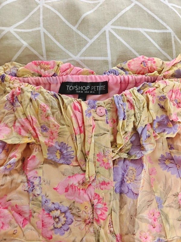 Topshop Topshop petite floral yellow pink midi dress