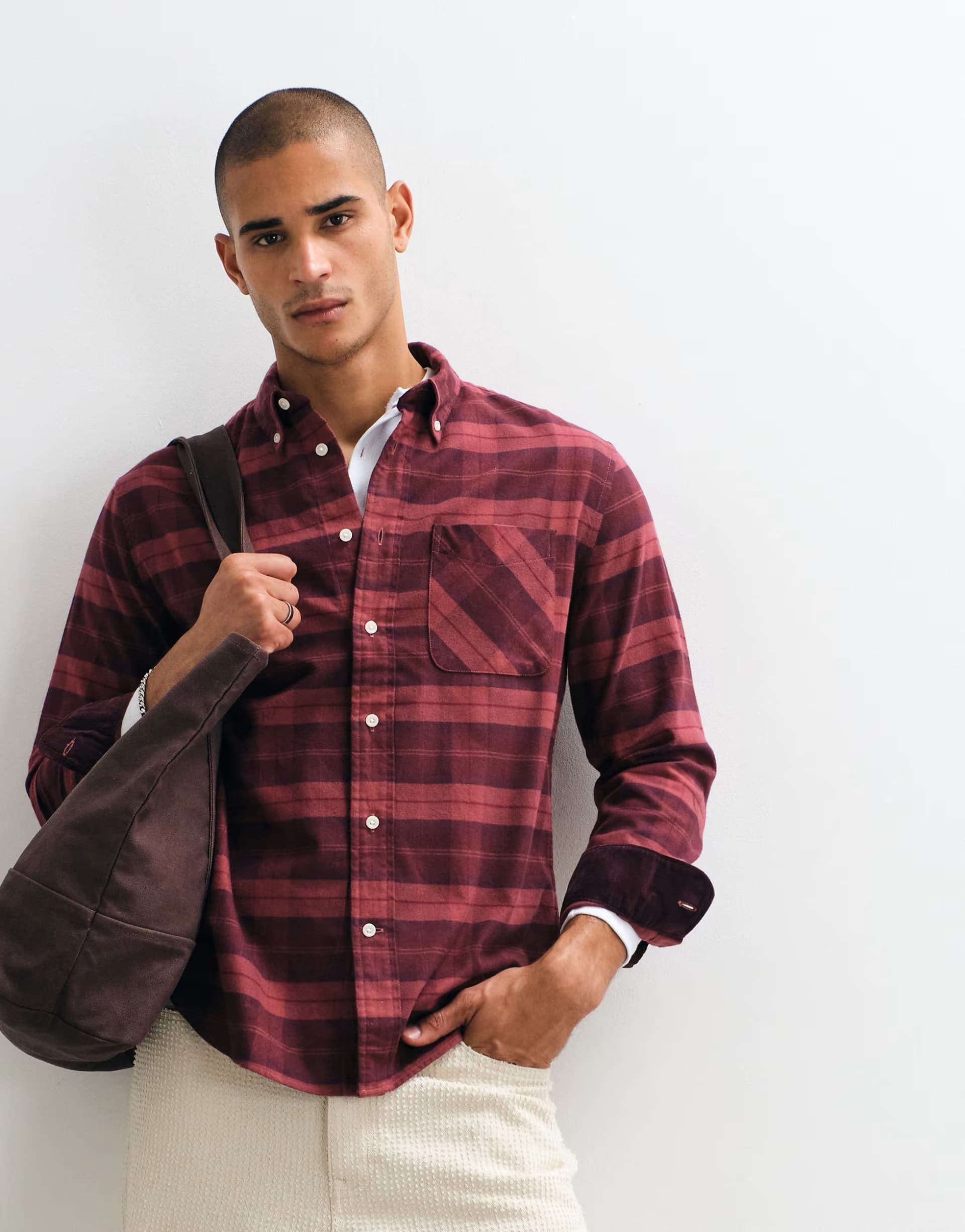 ASOS Barbour Mineral long sleeve tartan check shirt in red