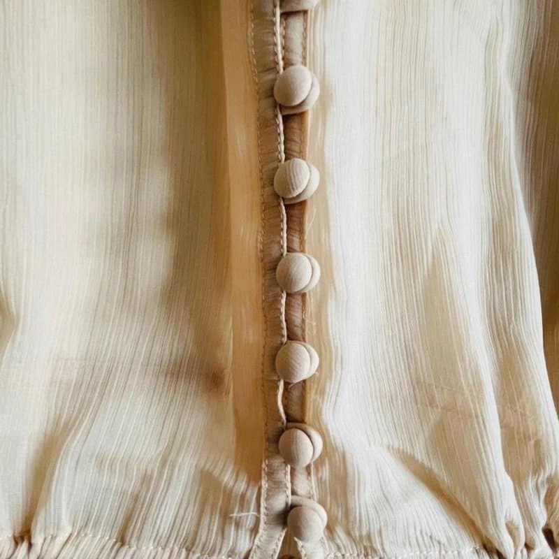Topshop Topshop beige ruffled blouse with ties Size 10