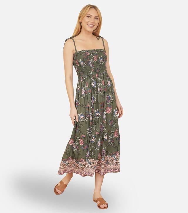 Yumi Women's Green Paisley Print Smocked Dress Yumi New Look - 2
