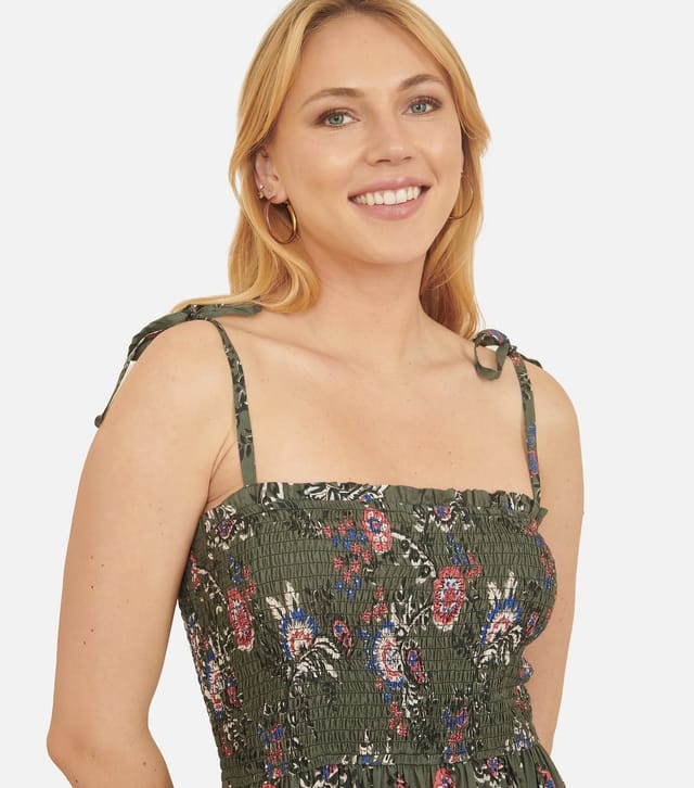 Yumi Women's Green Paisley Print Smocked Dress Yumi New Look - 3