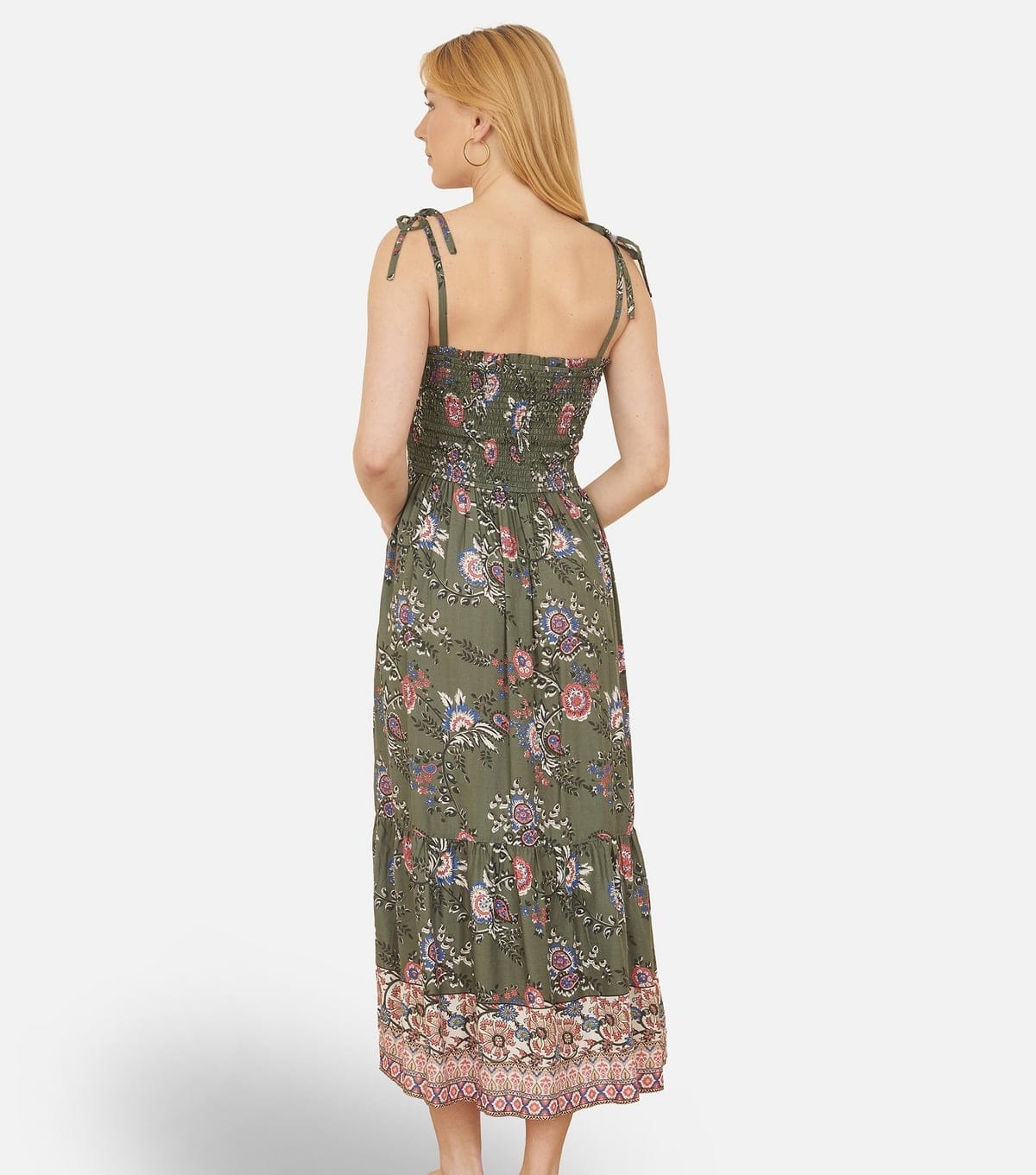 Yumi Women's Green Paisley Print Smocked Dress Yumi New Look - 4