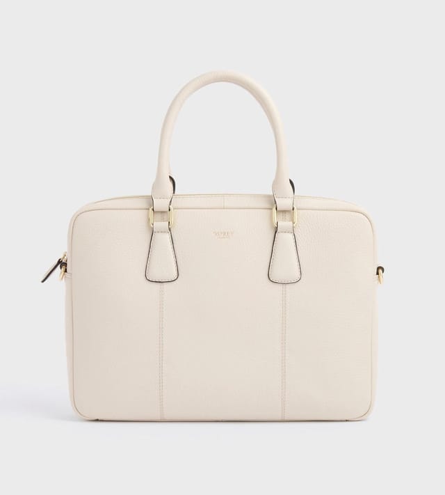 OSPREY LONDON OSPREY LONDON Women's The Adaline Leather Laptop Bag in Off-White - 3