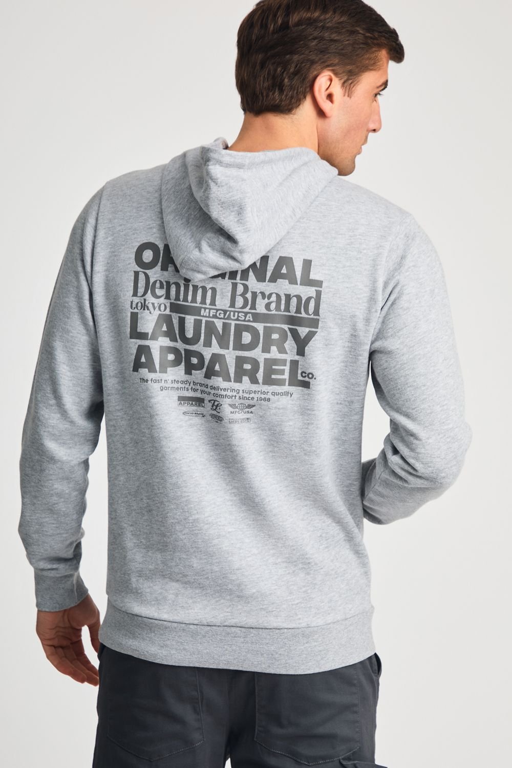 Tokyo Laundry Tokyo Laundry Men's Printed Hoody with Drawcord in Light Grey - 2