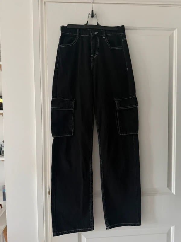 Bershka Black denim cargos