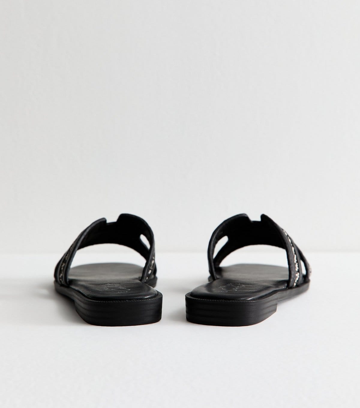 New Look Women's Black Raffia And Faux Leather Sandals Vegan New Look - 4