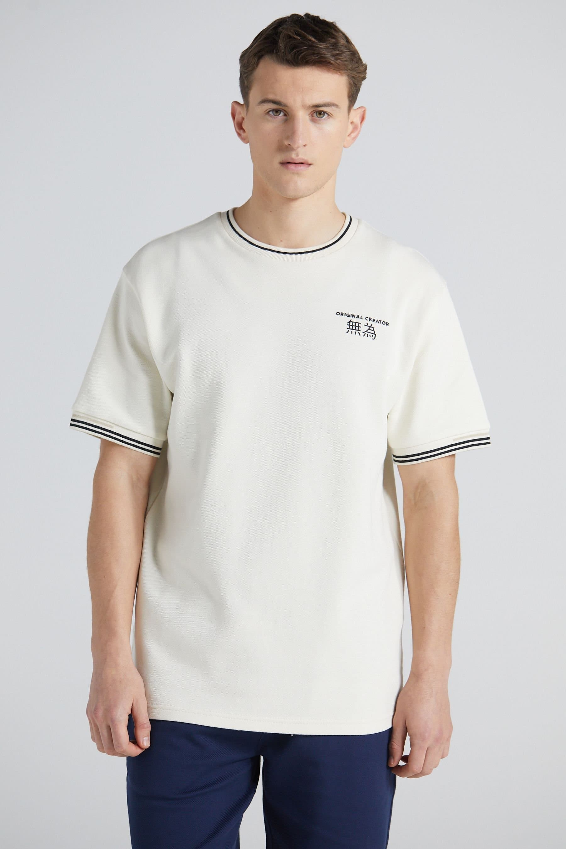 Original Creator Original Creator Men's Boxy Pique Crew T-Shirt - Off-White