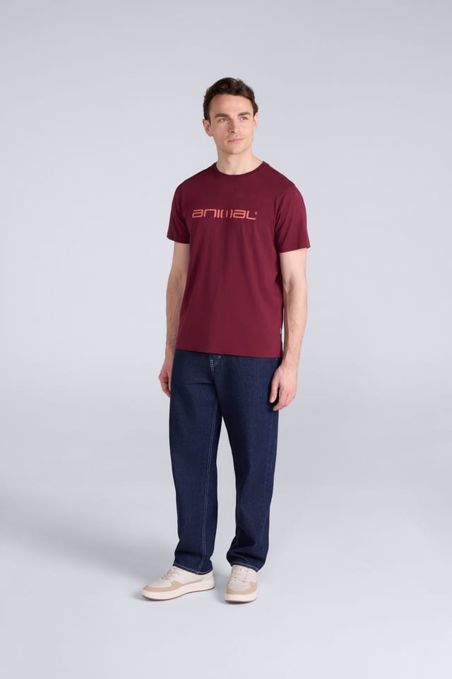 Animal Animal Men's 'Classico' Lightweight Breathable Soft Short Sleeve Cotton T-Shirt in Maroon - 2