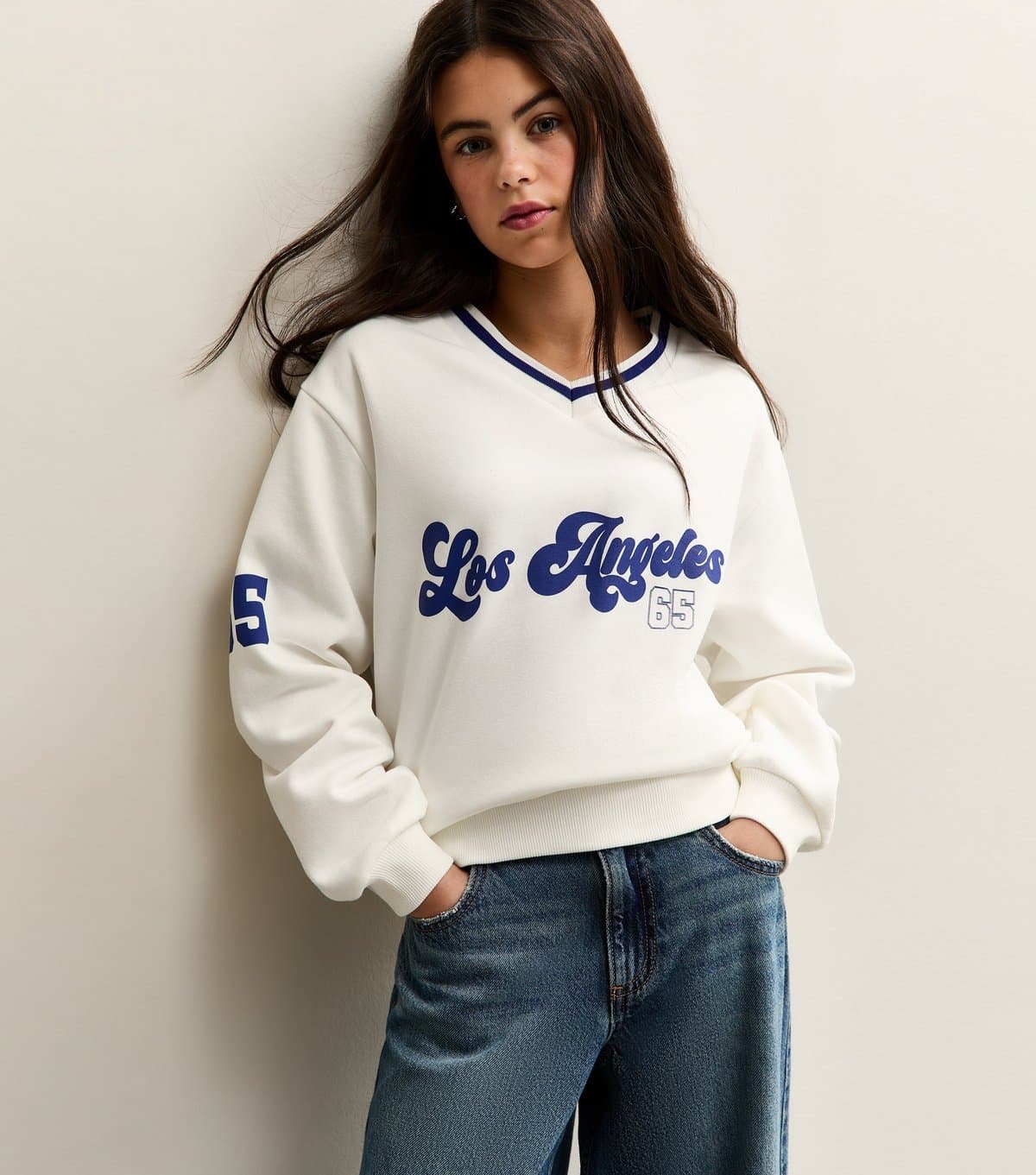 New Look Girls' Off White Los Angeles 65 Logo Sweatshirt New Look
