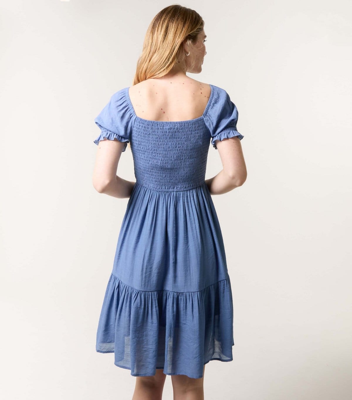 Blue Vanilla Women's Blue Puff Sleeve Mini Smock Dress Blue Vanilla New Look - 4