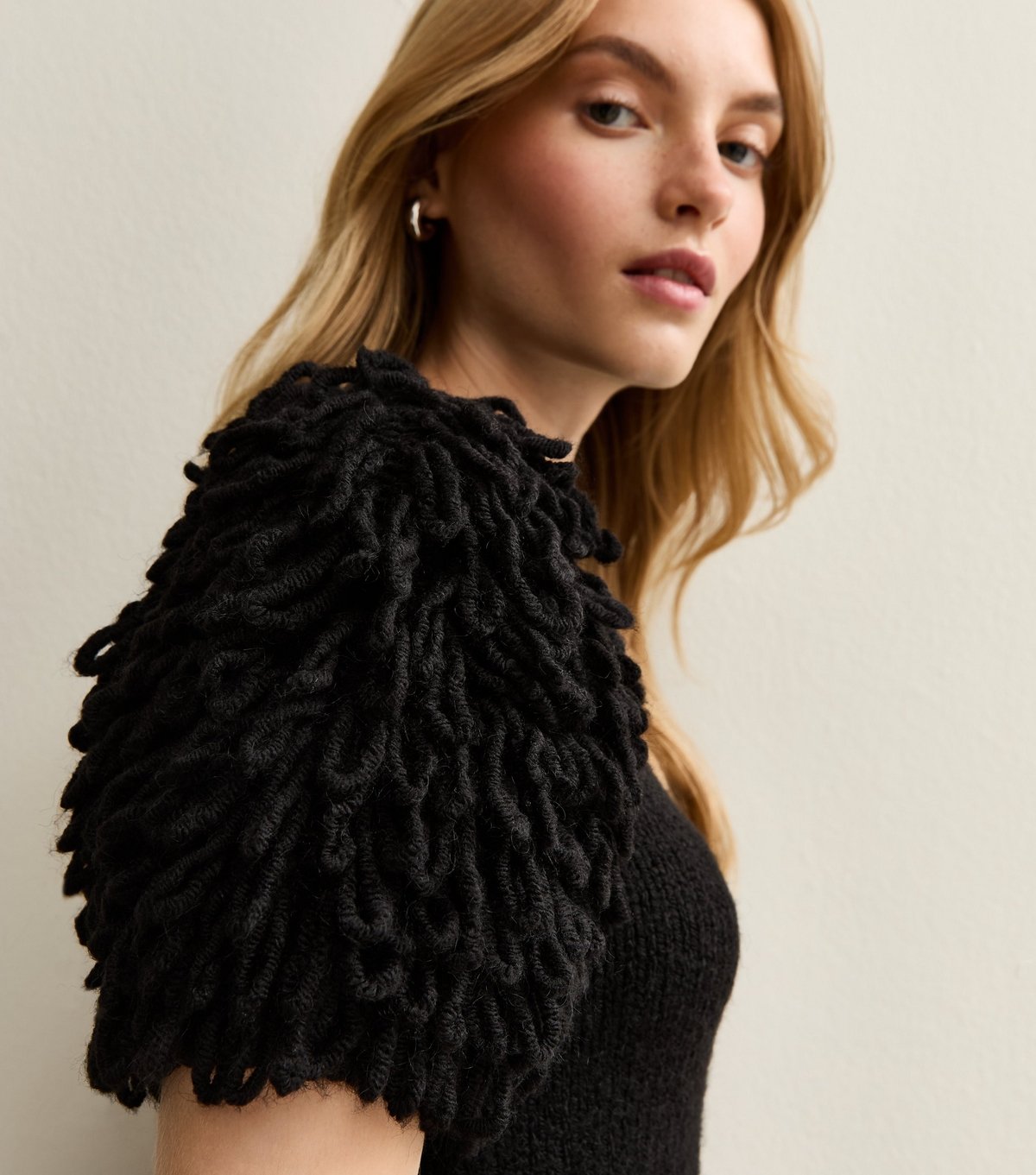 New Look Women's Black Loop Stitch Sleeve Knitted Top New Look - 1