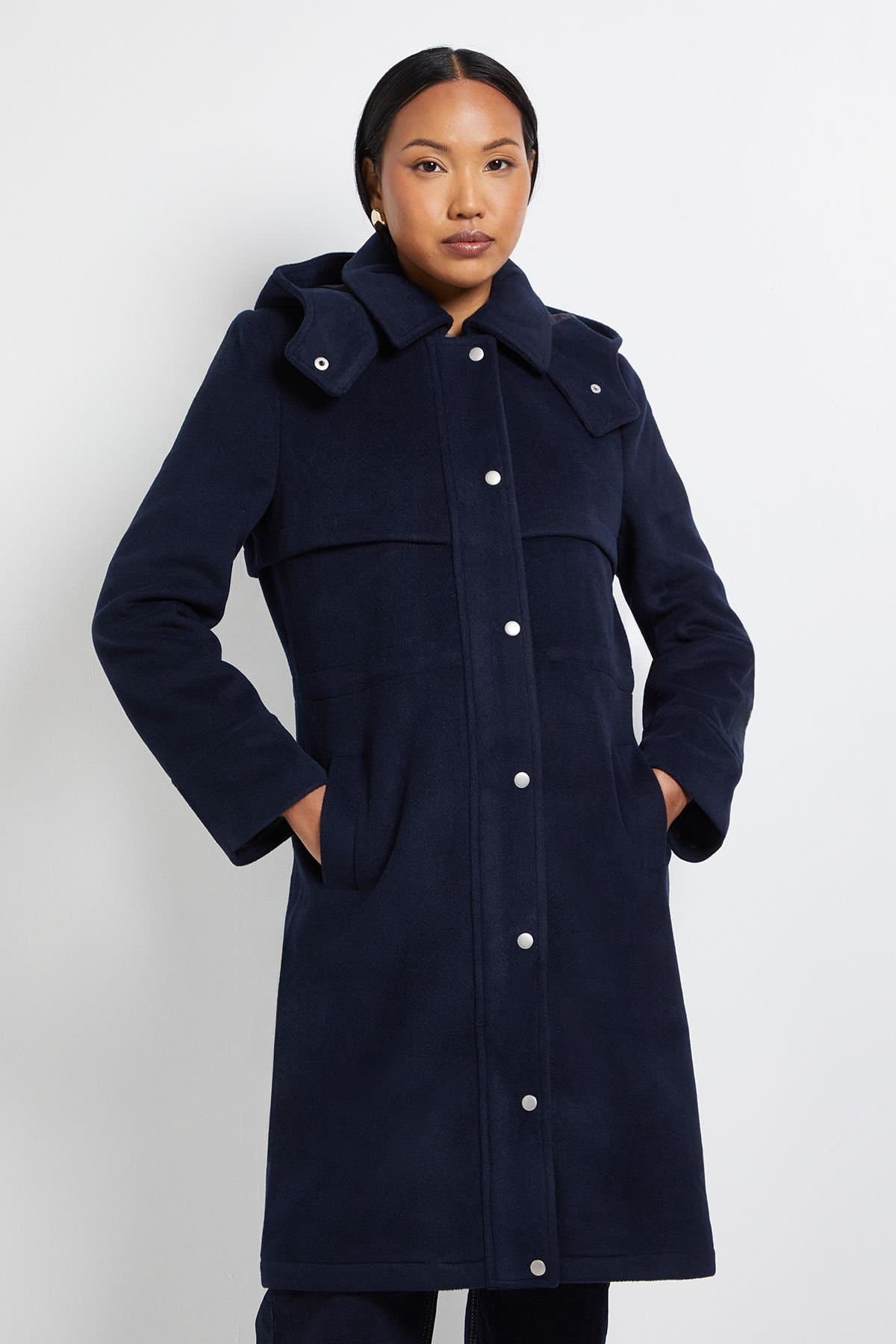 Wallis Wallis Women's Principles by Hooded Coat in Navy