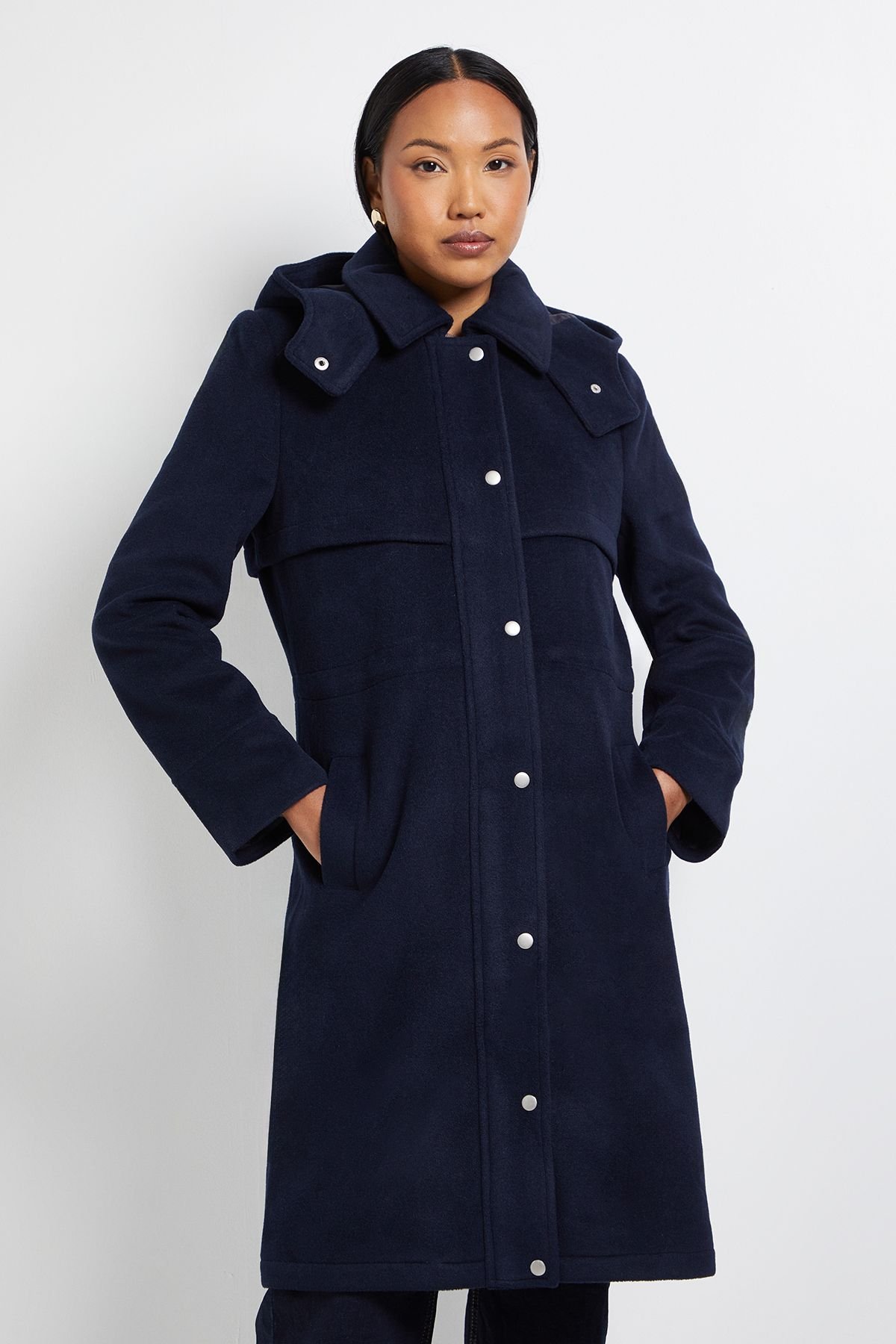 Wallis Wallis Women's Principles by Hooded Coat in Navy - 2