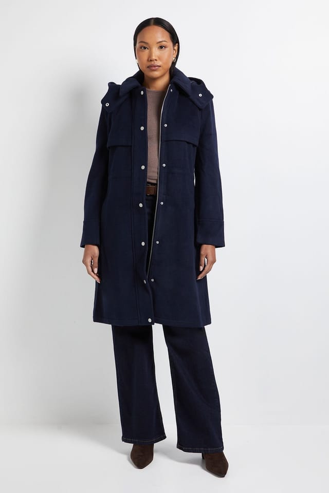 Wallis Wallis Women's Principles by Hooded Coat in Navy - 2