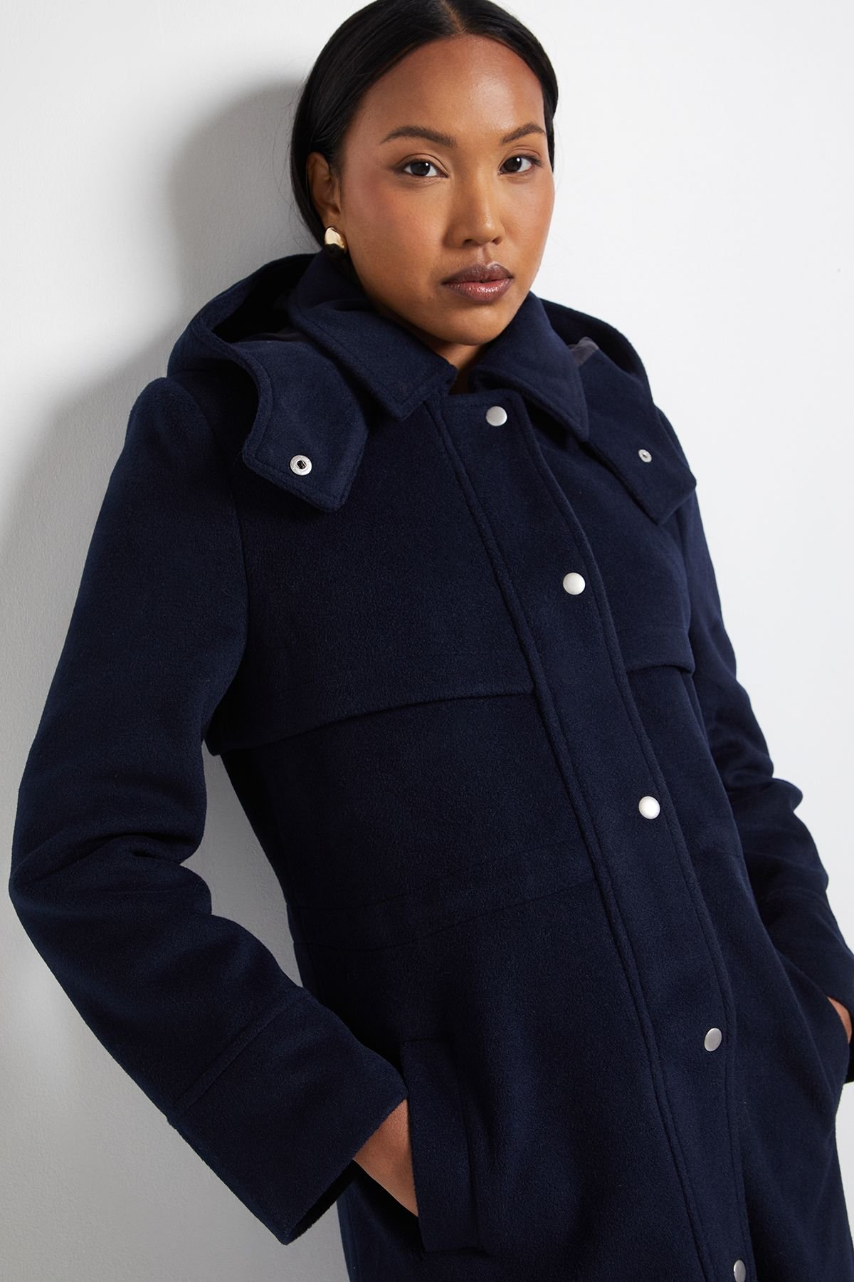 Wallis Wallis Women's Principles by Hooded Coat in Navy - 4