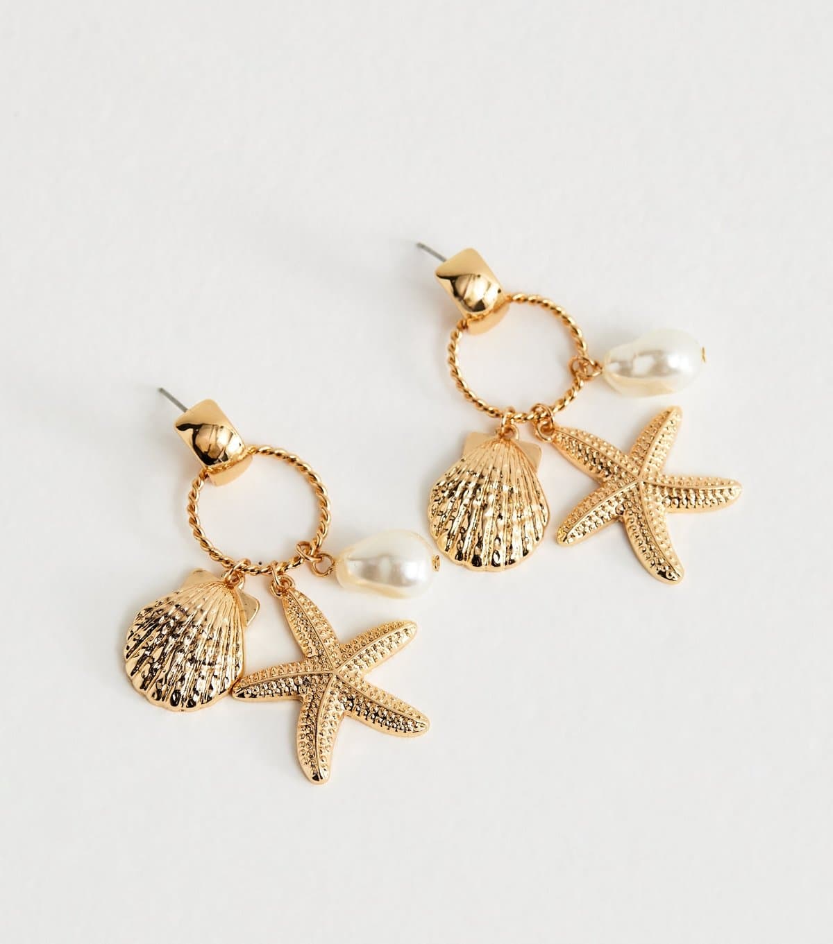 New Look Gold Tone Starfish Charm Drop Earrings New Look