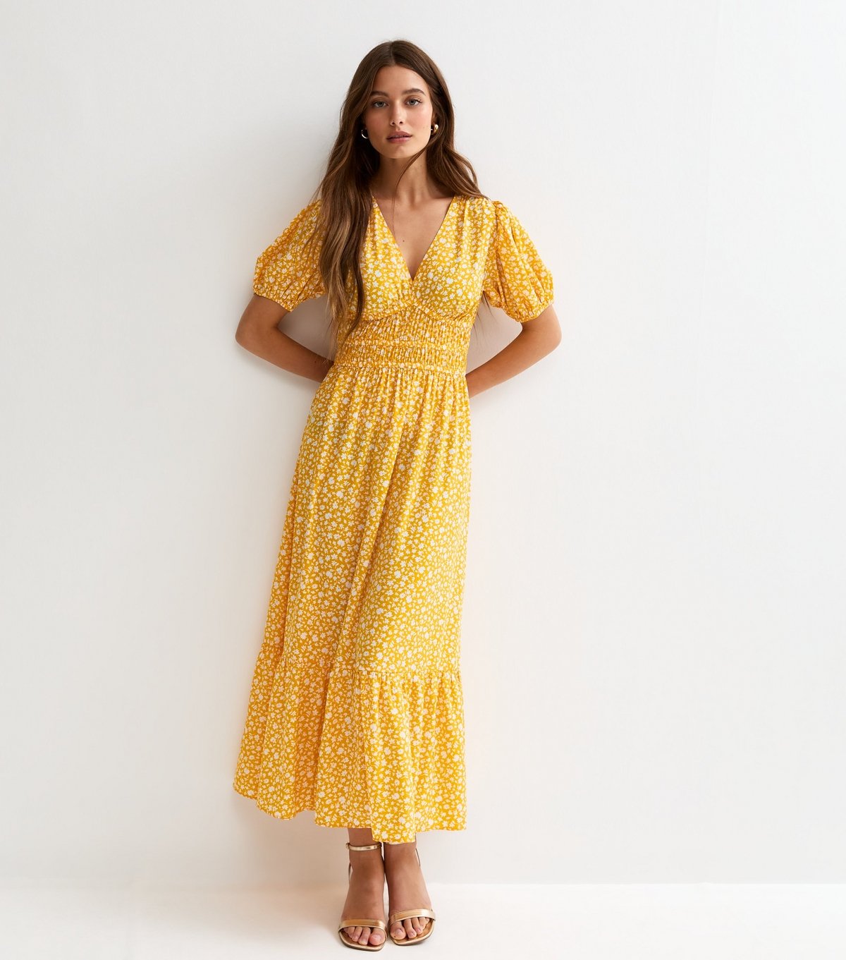 New Look Women's Yellow Ditsy Floral Short Sleeve Midi Dress New Look - 3