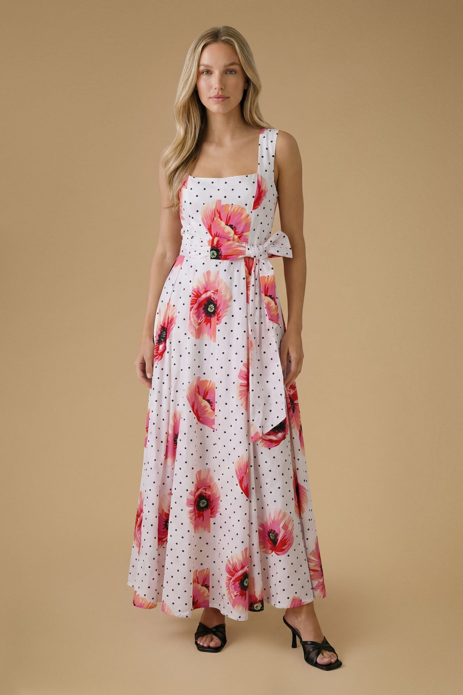 Oasis Oasis Women's Square Neck Cotton Occasion Maxi Dress in Ivory