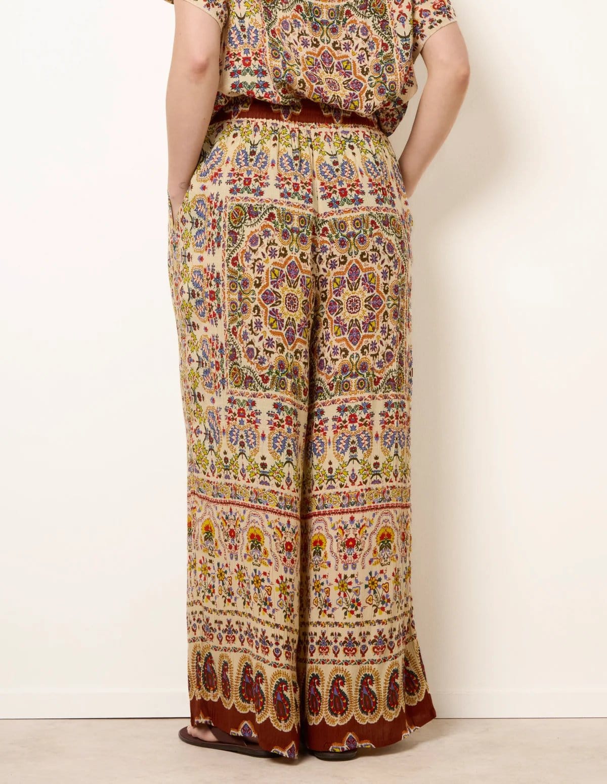 Blue Vanilla Printed Shirred Waist Trousers - 4