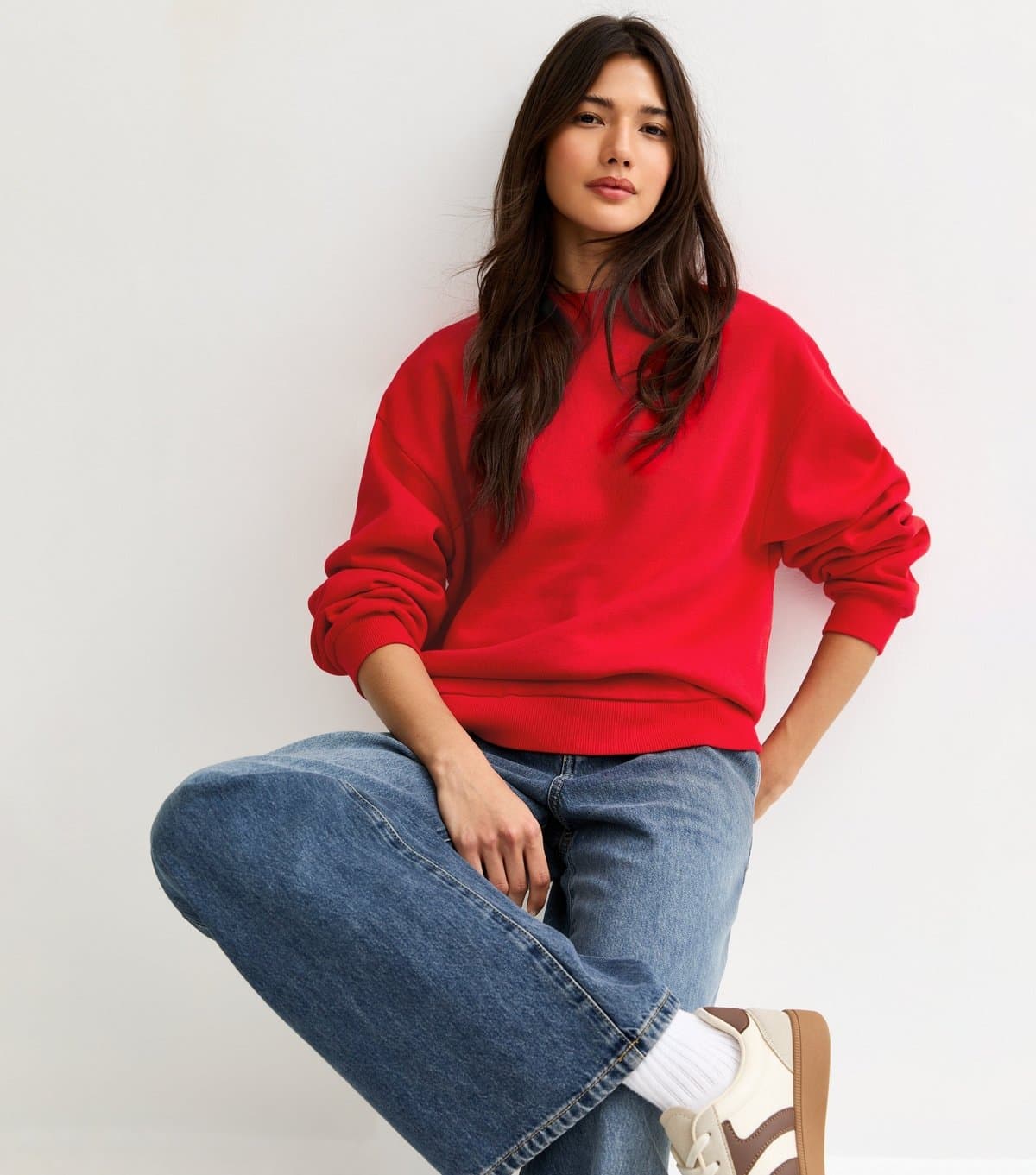 New Look New Look Bright Red Crew Neck Sweatshirt
