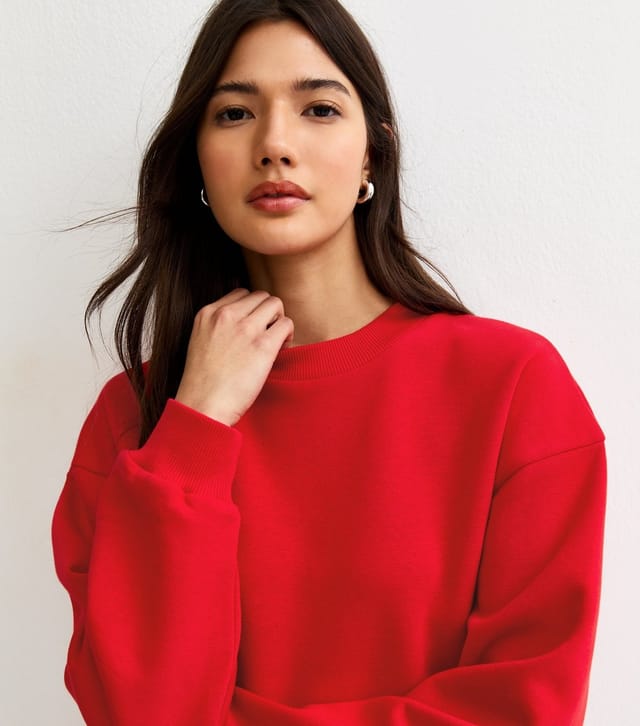 New Look Women's Bright Red Crew Neck Sweatshirt New Look - 2