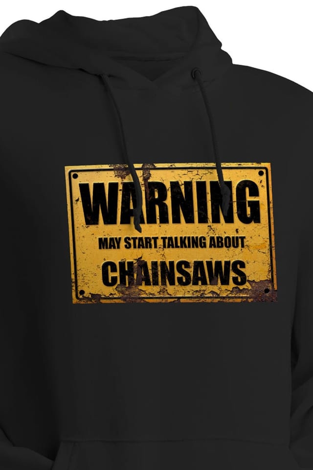 Bad Zebedee Bad Zebedee Men's Warning May Start Talking About Chainsaws Hoodie in Black - 3