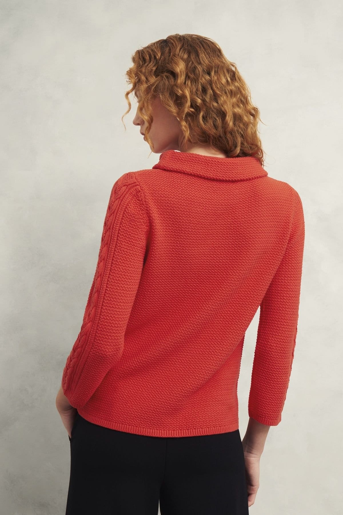 Hobbs London Hobbs London Women's Camilla Cable Sleeve Cowl Neck Jumper in Scarlet - 4