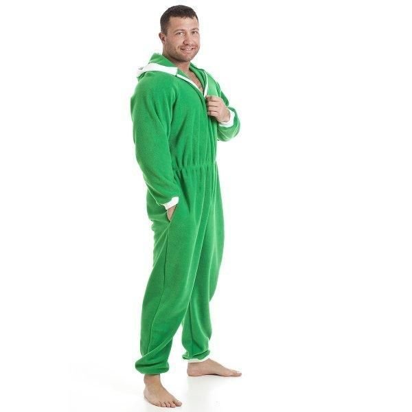 Camille Camille Men's Luxury Supersoft Plain Hooded Onesie in Green - 4
