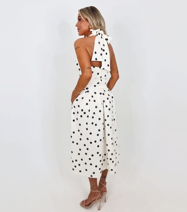 AX Paris Women's Cream Polka Dot Halter Neck Midi Dress AX Paris New Look - 3