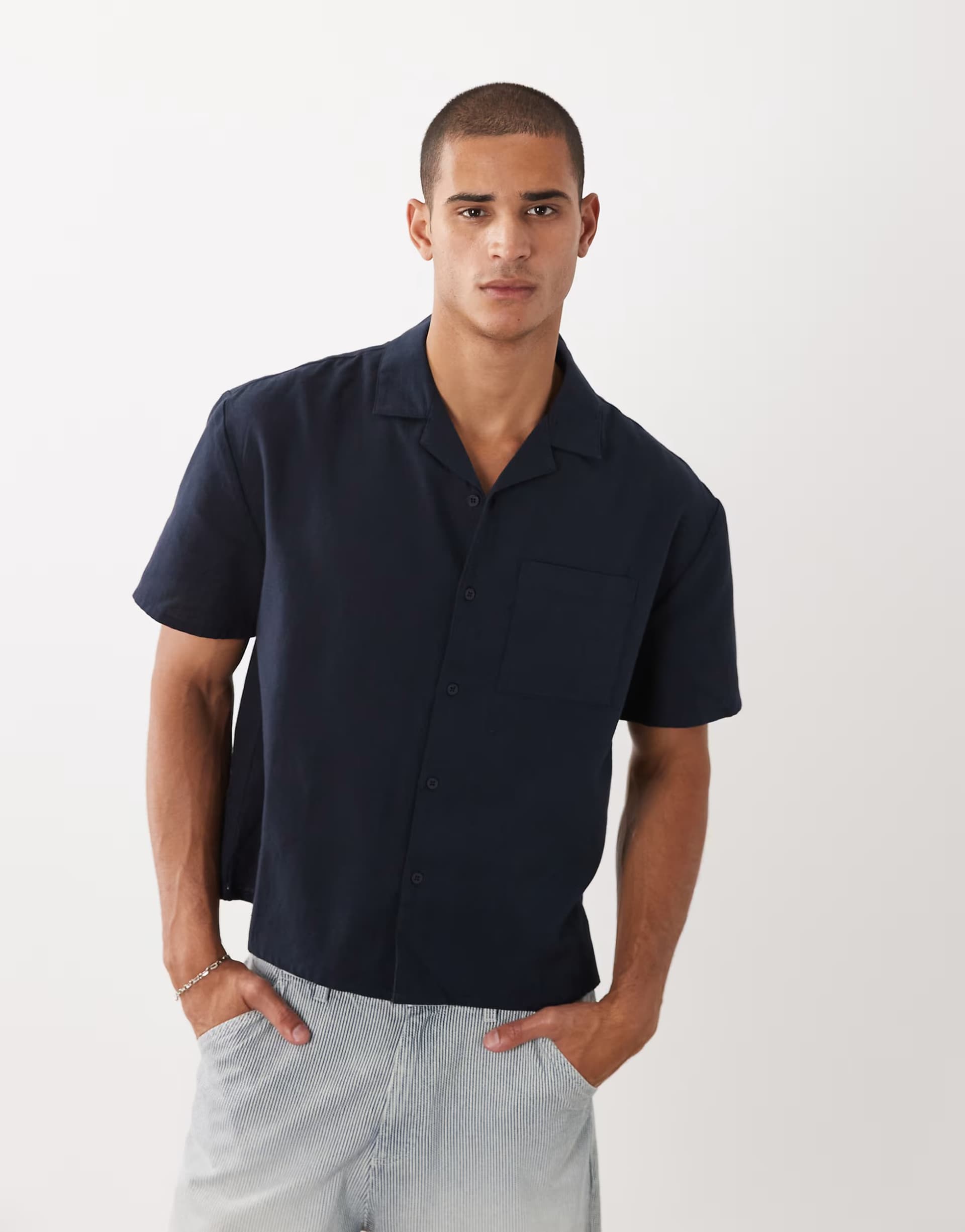 ASOS New Look co-ord boxy shirt in navy