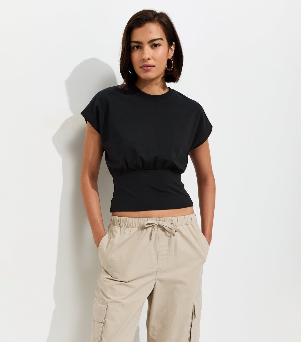New Look Women's Black Cotton Rich Wide Waistband T-Shirt New Look