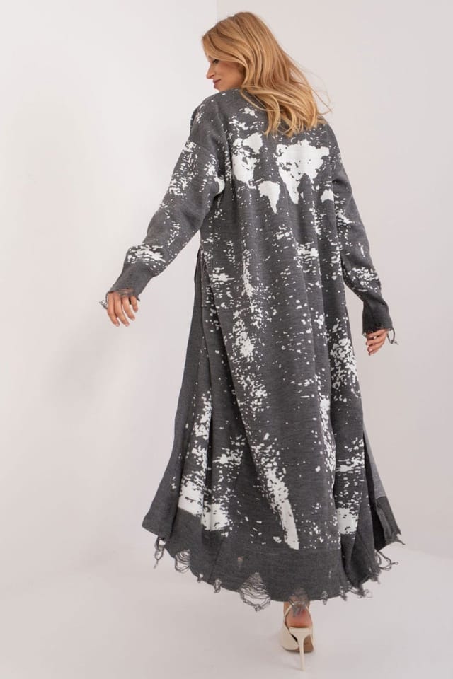Love Lace Love Lace Women's Everyday Printed Long Sleeve Cardigan with Pockets in Grey - 3