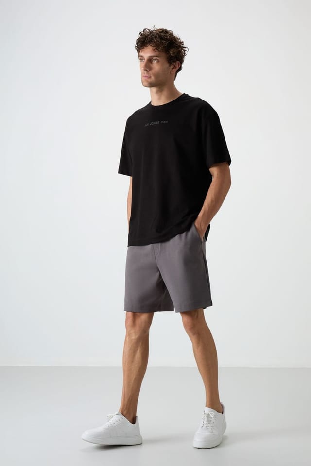 Tommy Life Tommy Life Men's Cotton-polyester Sweat Shorts in Charcoal - 2