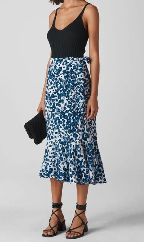 Whistles Women's Whistles Brushed Leopard Wrap Midi Skirt - Size 8uk (RRP£109)