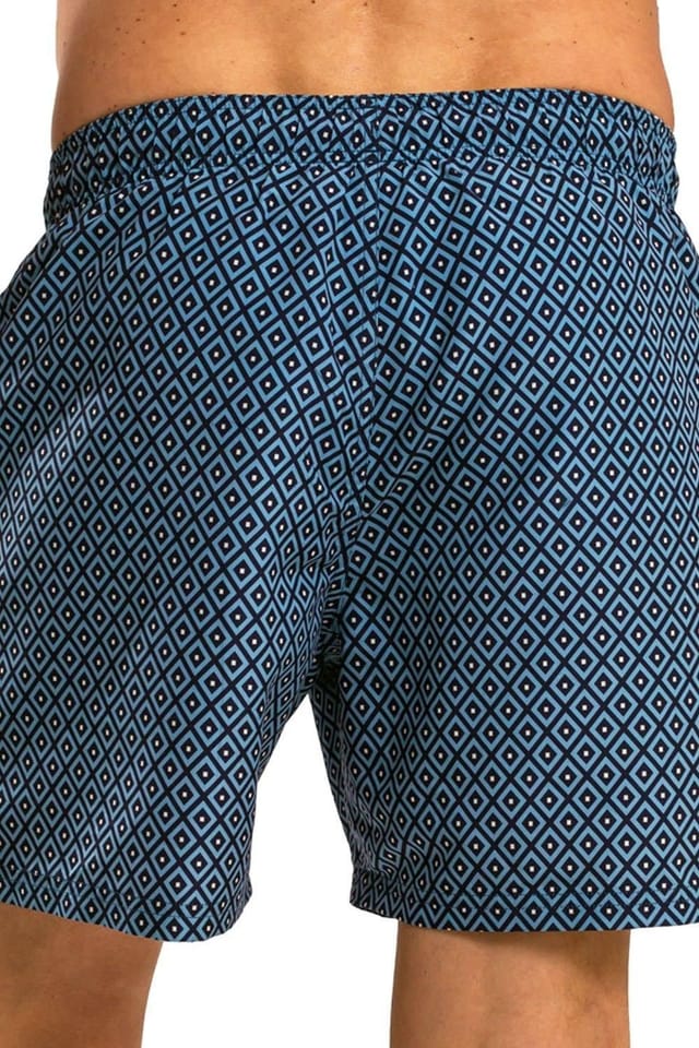 RIPT Essentials RIPT Essentials Men's Diamond Print Swim Shorts in Light Blue - 3