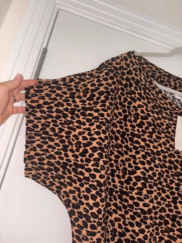 Never Fully Dressed NFD Brown black animal leopard plisse off shoulder midaxi dress size L 14/16 occasion tilly party