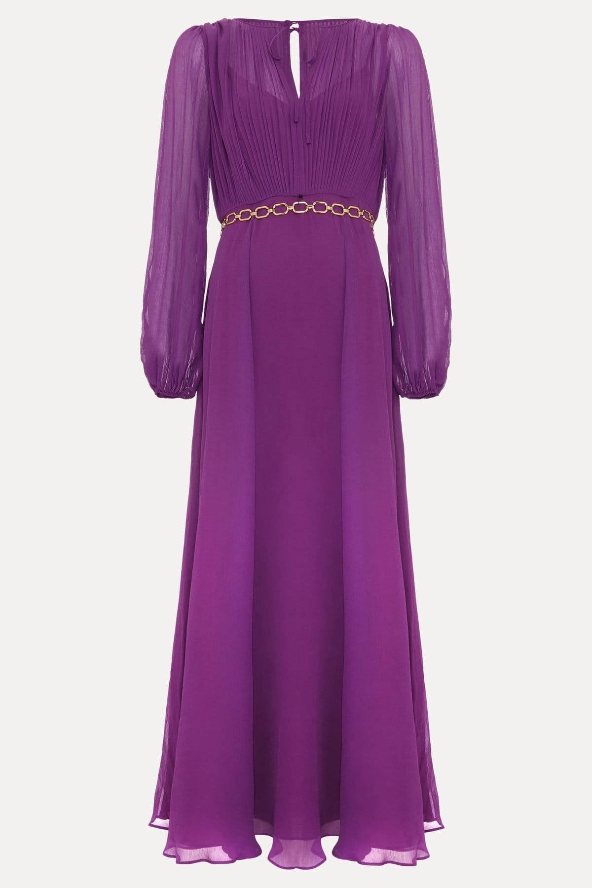 Phase Eight Phase Eight Women's Amal Pleated V-Neck Dress in Grape - 4