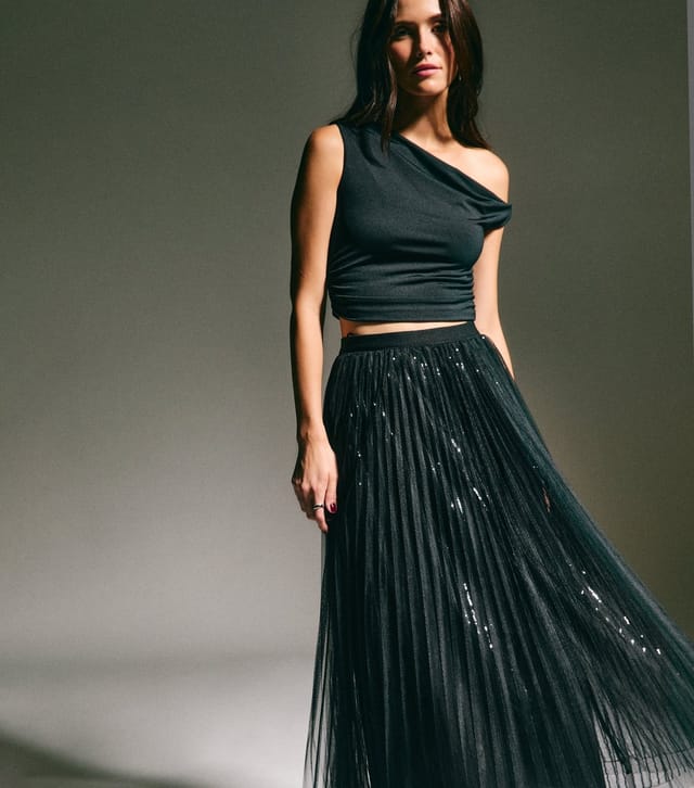 New Look Women's Black Sequin Tulle Midi Skirt New Look - 2