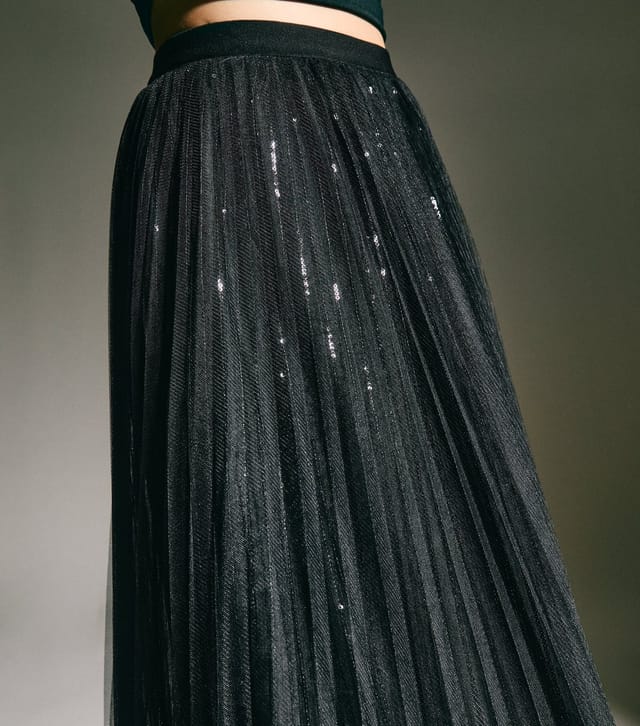 New Look Women's Black Sequin Tulle Midi Skirt New Look - 3