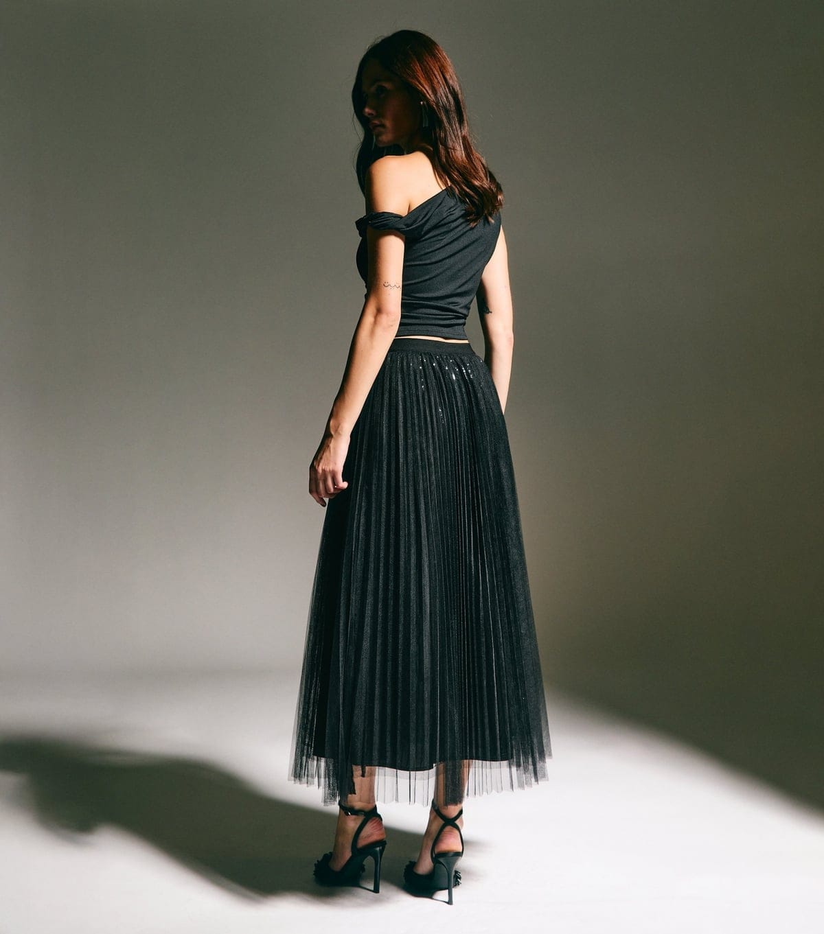 New Look Women's Black Sequin Tulle Midi Skirt New Look - 4