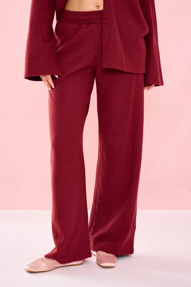 Kaiia Kaiia Supersoft Wide Leg Trousers Warm Berry - 2