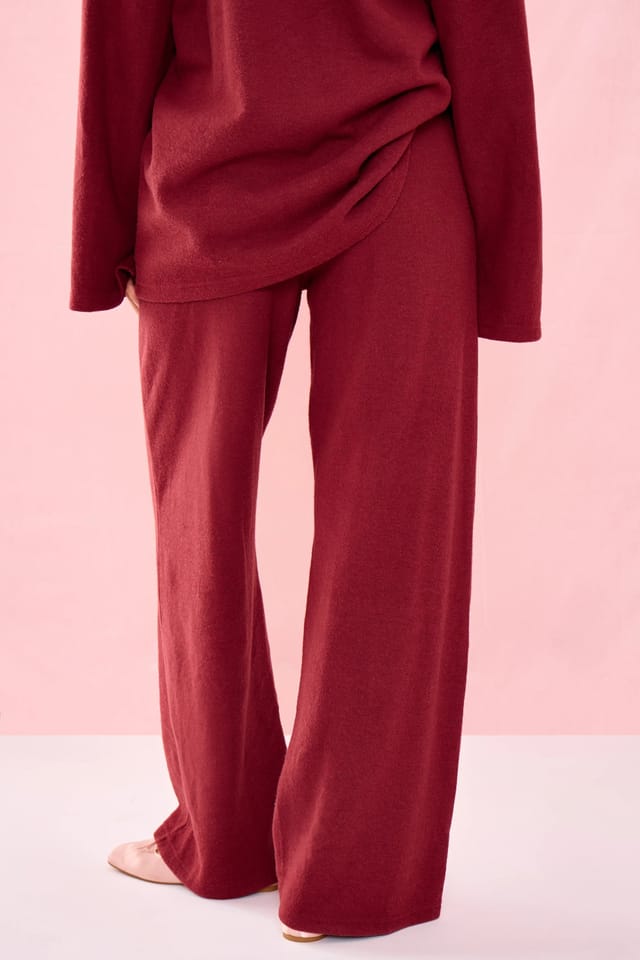 Kaiia Kaiia Supersoft Wide Leg Trousers Warm Berry - 3