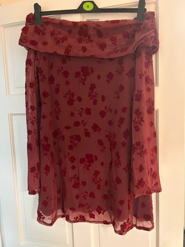 ASOS Design Red fold over long sleeve dress