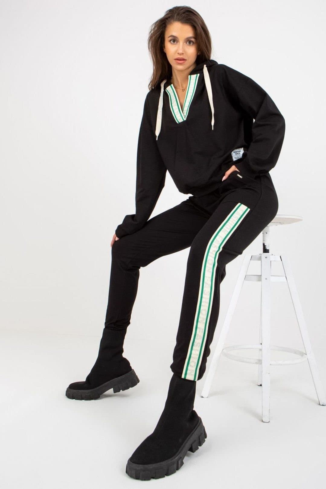 Love Lace Love Lace Women's Hooded Sweatshirt & Pants Set in Black