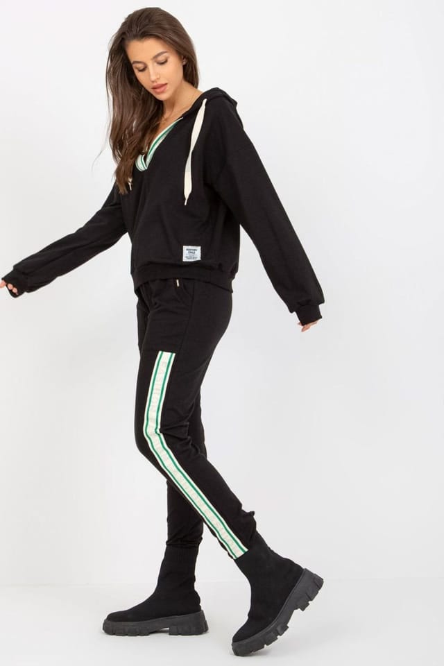 Love Lace Love Lace Women's Hooded Sweatshirt & Pants Set in Black - 2