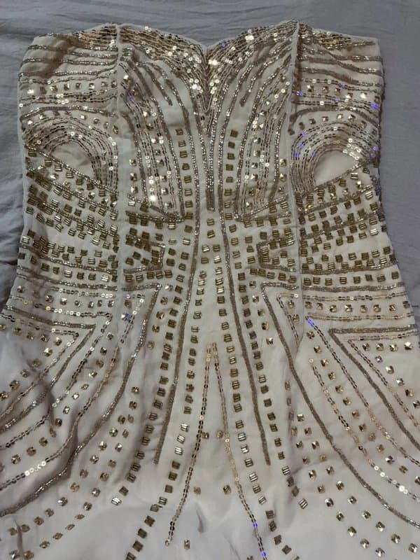 H&M H&M Gold Sequin Embellished Mini Dress Size 12 (Label 16) Strapless Party BNWT