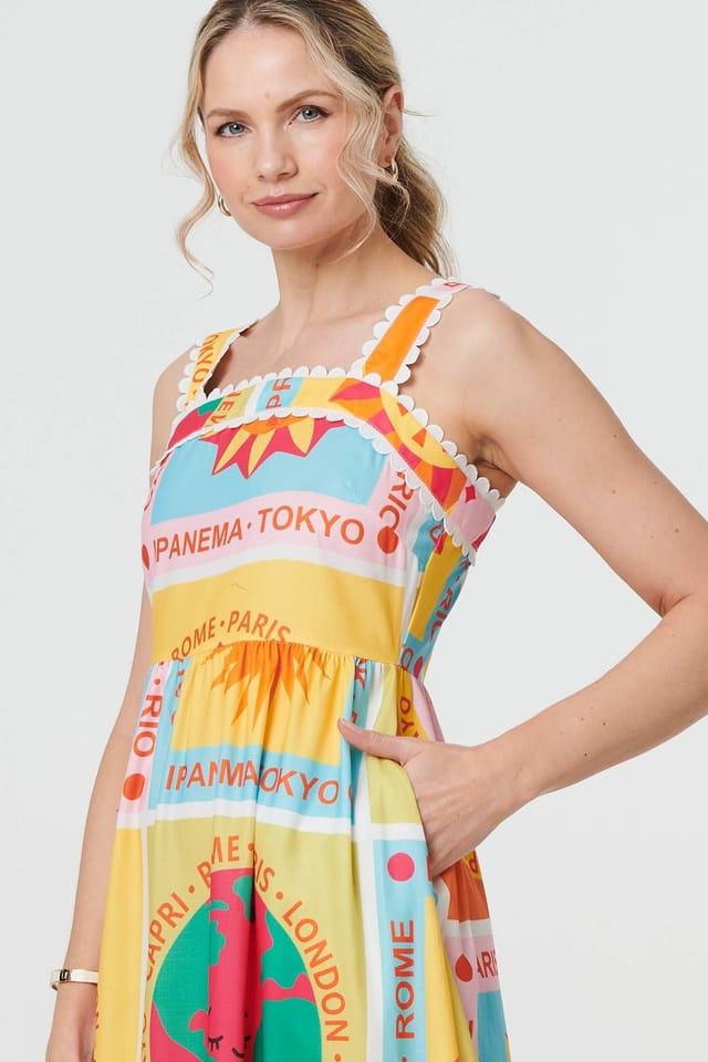 Izabel London Izabel London Women's Patchwork Print Sleeveless Maxi Dress in Orange - 2